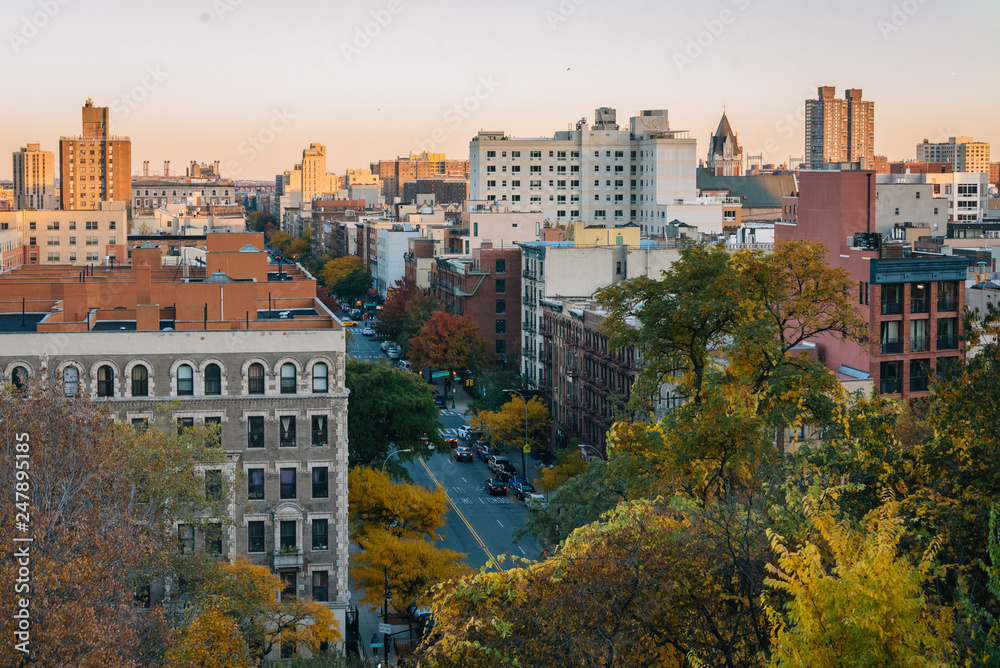 Autumn sunset view over Harlem from Morningside Heights in Manhattan, New York City