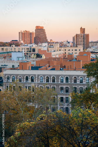 Autumn sunset view over Harlem from Morningside Heights in Manhattan, New York City