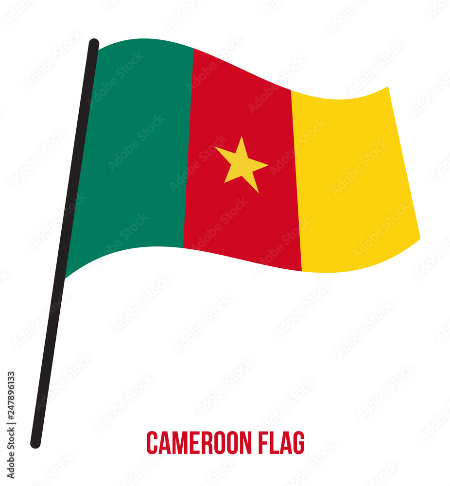 Cameroon Flag Waving Vector Illustration on White Background. Cameroon National Flag. Cameroon Flag Waving Vector Illustration on White Background. Cameroon National Flag.