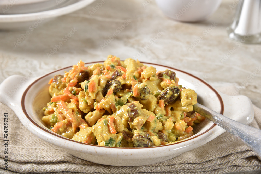 Bowl of curried chicken salad Bowl of curried chicken salad