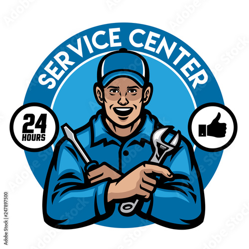 service center worker badge