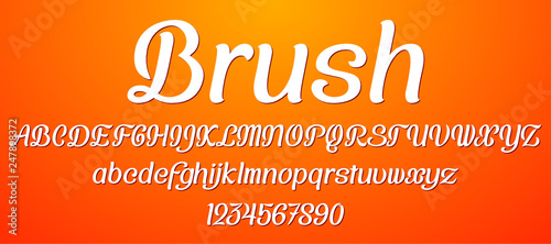 Typeface Font Brush Style Calligraphy ABC And Number