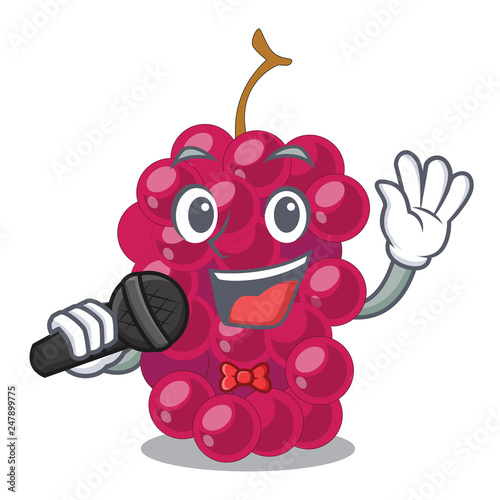 Singing mulbery fruit slices above mascot bowl