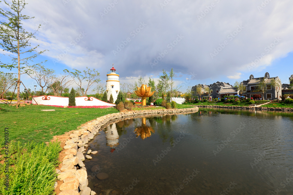 Macao Guia Lighthouse miniature landscape in a park