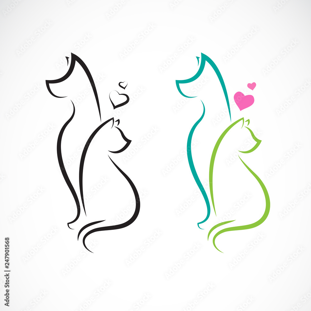 Naklejka premium Vector of dog and cat on a white background. Pet. Animals. Easy editable layered vector illustration.