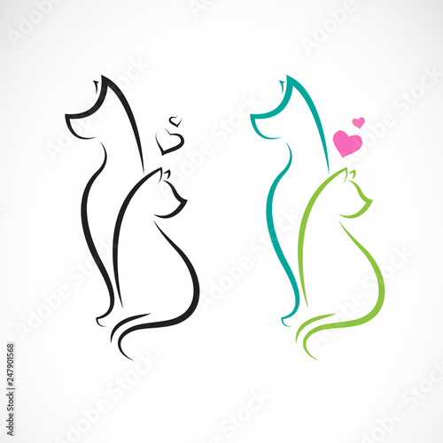 Vector of dog and cat on a white background. Pet. Animals. Easy editable layered vector illustration.