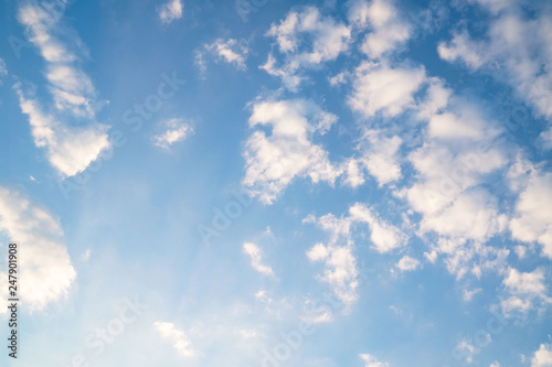 Beautiful blue sky with white clouds for background for background.