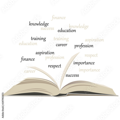 open book with words symbolizing success in education