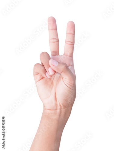 hand number two symbols showing on white background