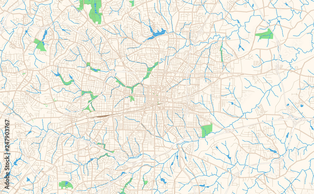 Greensboro North Carolina printable map excerpt Stock Vector