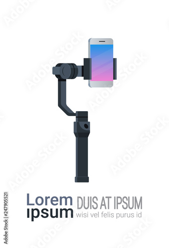 3-axis new generation stabilizer for smartphone device mobile gimbal and smart phone copy space flat vertical isolated