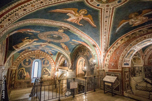 Bilde på lerret Monastery of Sacred Cave (Sacro Speco) of Saint Benedict in Subiaco, province of Rome, Lazio, central Italy