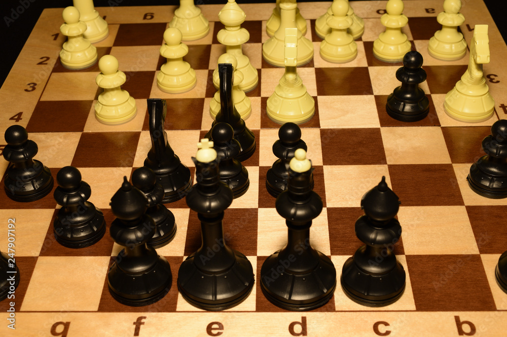 Chechered board with white pawns as a hobby backdrop Chechered board with white pawns as a hobby backdrop