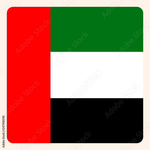 United Arab Emirates square flag button, social media communication sign, business icon.