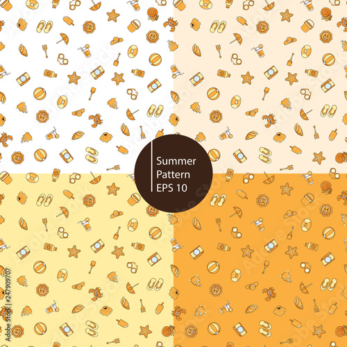 summer icons seamless pattern