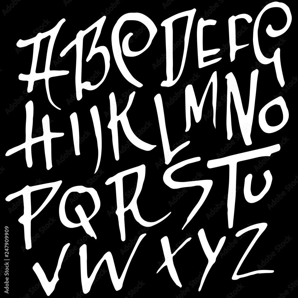 Simple alphabet letters. Handdrawn grunge ink font. Vector illustration. Simple alphabet letters. Handdrawn grunge ink font. Vector illustration.