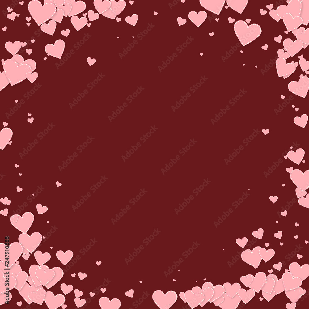 Pink heart love confettis. Valentine's day vignett