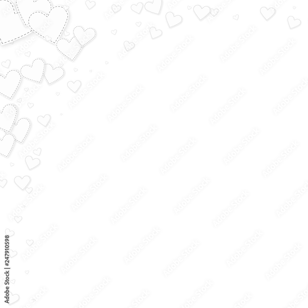 White heart love confettis. Valentine's day corner White heart love confettis. Valentine's day corner