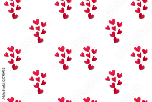 Red paper hearts on white background concept of Valentine's day