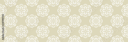 Floral seamless pattern. White design on long olive green background
