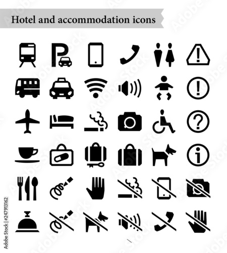 Set vector line icons, sign and symbols in flat design hotel and accommodation concept