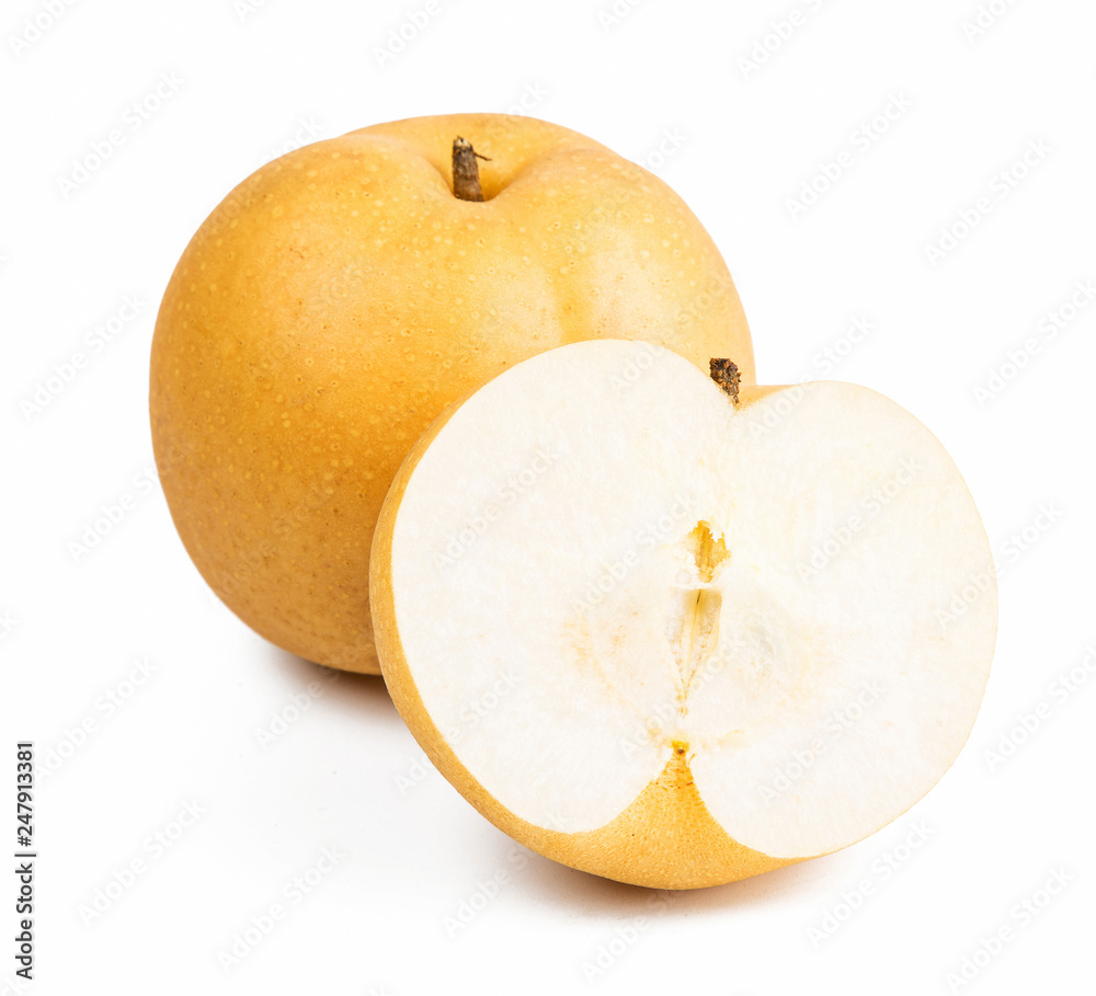 Hosui Asian Pear isolated on white background. Hosui Asian Pear isolated on white background.