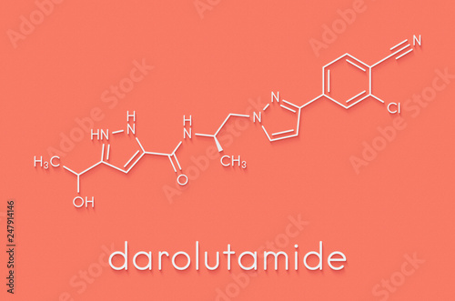 Darolutamide prostate cancer drug molecule. Skeletal formula. photo
