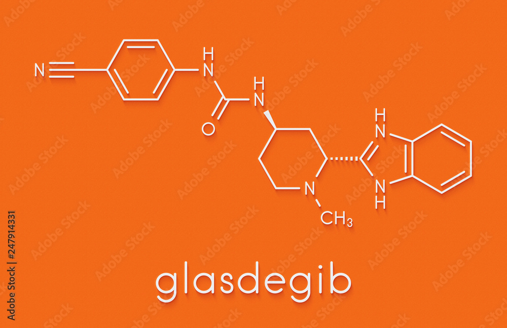 Glasdegib cancer drug molecule. Skeletal formula.