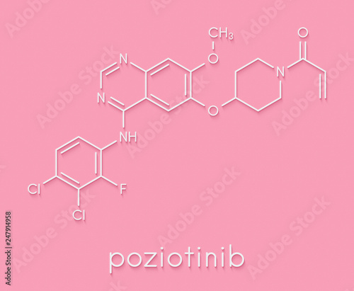 Poziotinib cancer drug molecule. Skeletal formula.
