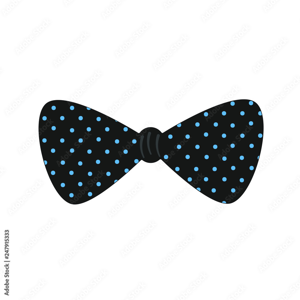 The tie bow flat style design vector illustration isolated on white background. Black tie with dotted pattern vintage men clothing accessories. The tie bow flat style design vector illustration isolated on white background. Black tie with dotted pattern vintage men clothing accessories.