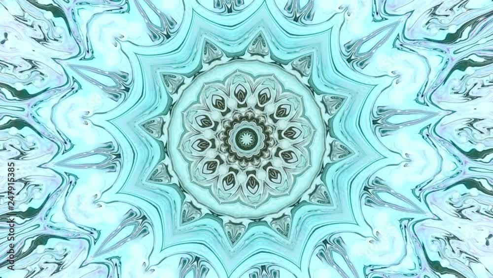 Abstract motion graphics background. Hypnotic mandala for meditation and yoga. Kaleidoscope stage visual effect for concert, music video, show, exhibition, LED screens and projection mapping.