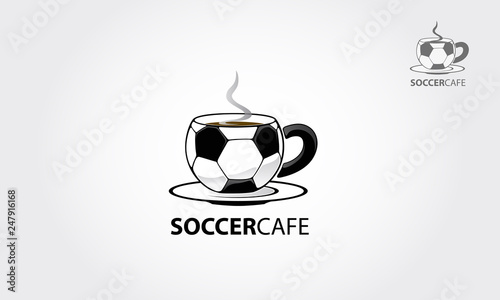Illustration of an isolated coffee cup icon with a soccer ball
