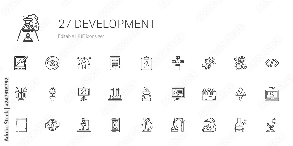 development icons set development icons set