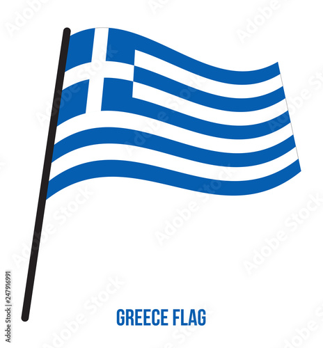 Greece Flag Waving Vector Illustration on White Background. Greece National Flag.