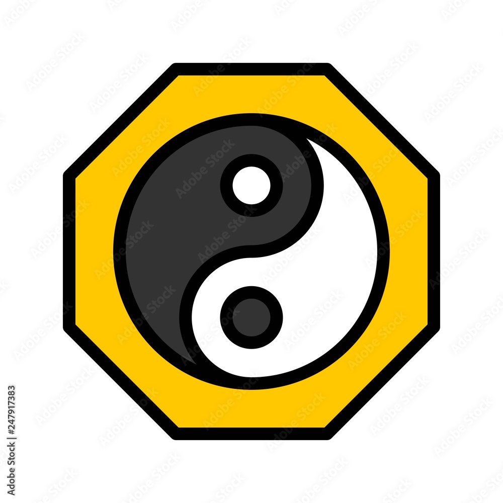 Yin and yang vector, Chinese lunar new year filled icon