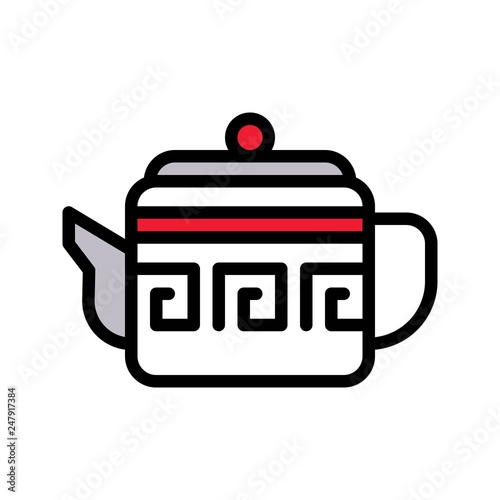 Teapot vector, Chinese lunar new year filled icon