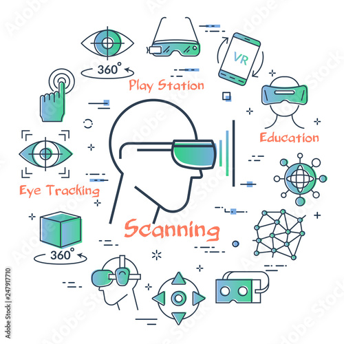 Vector virtual reality concept - VR glasses scanning