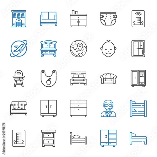 bed icons set