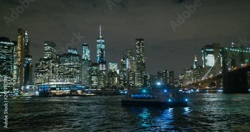 New York city skyline at night United States of America