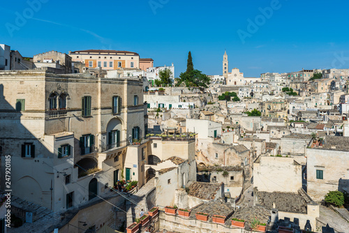 Sassi of Matera. Sasso Caveoso at sunset. Magic of cave houses. UNESCO World Heritage Site.