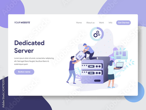 Landing page template of Dedicated Server Illustration Concept. Modern flat design concept of web page design for website and mobile website.Vector illustration