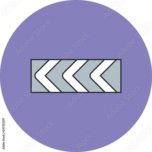 Vector Sharp deviation of route to left Road Sign Icon