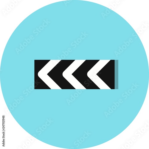 Vector Sharp deviation of route to left Road Sign Icon