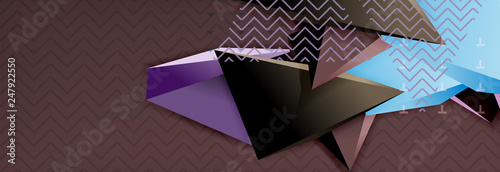 3d triangular shapes geometric background. Origami style pattern with triange shapes for decorative design. Poster design. Line design. Modern presentation template