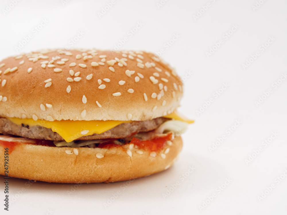 fast food small burger on white background fast food small burger on white background