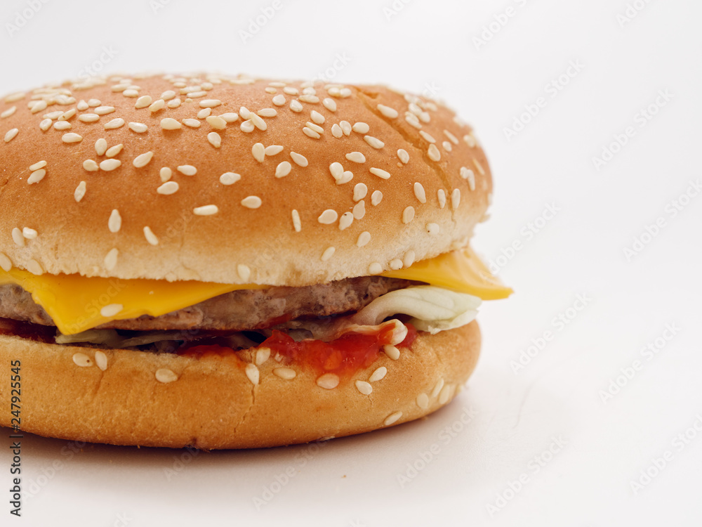 fast food small burger on white background fast food small burger on white background