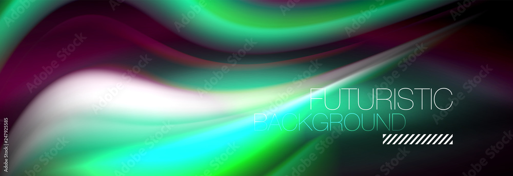 Fluid color neon wave lines background, neon liquid color futuristic paint template Fluid color neon wave lines background, neon liquid color futuristic paint template