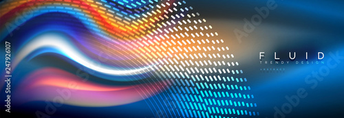 Fluid colors mixing glowing neon wave background, holographic texture