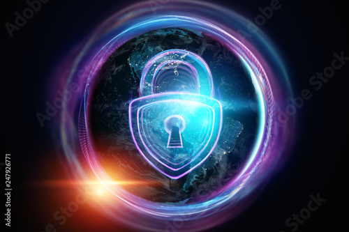 Wallpaper Mural Creative, ultraviolet background, hologram lock. The concept of security, safe, data privacy, data protection, cryptocurrency, cyber otak. Copy space. Torontodigital.ca