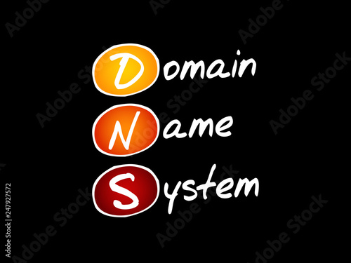 DNS - Domain Name System acronym, technology concept background